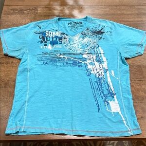 Projek Raw Men's Blue Graphic T-shirt. Large spirito fresco. Cotton